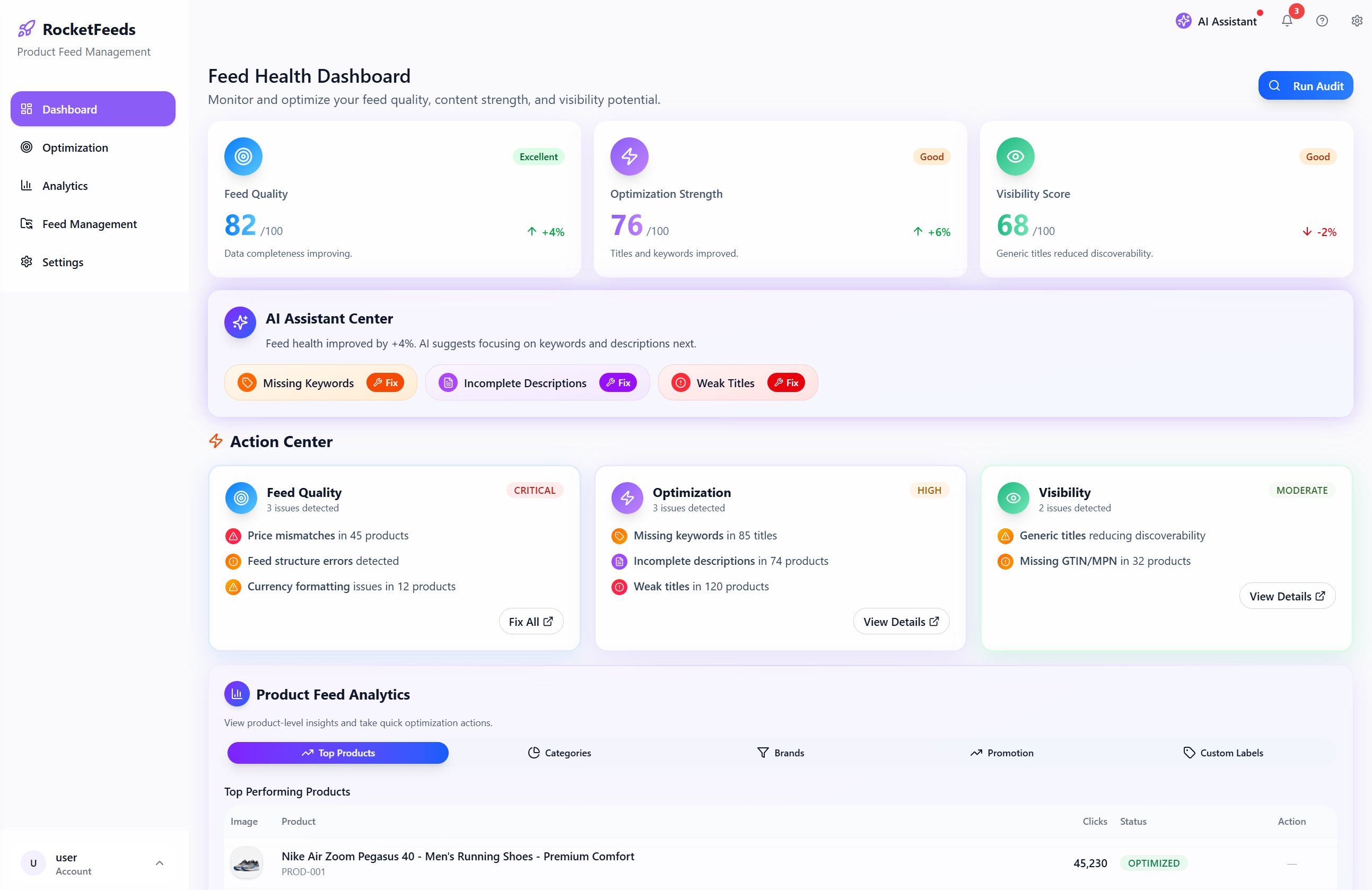 RocketFeeds Feed Health Dashboard
